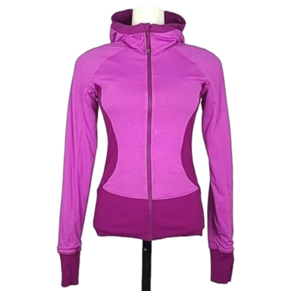 Lululemon In Flux Reversible Jacket Pink Purple Full Zip Hood Thumbholes Size 6 - Picture 1 of 15